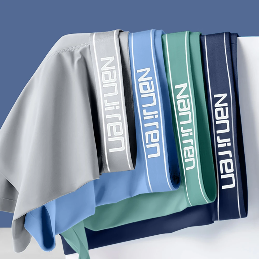 Ice Seda Underwear sem costura masculino, respirável Boxer Shorts, cuecas masculinas, calcinha de cor sólida, marca, 4pcs