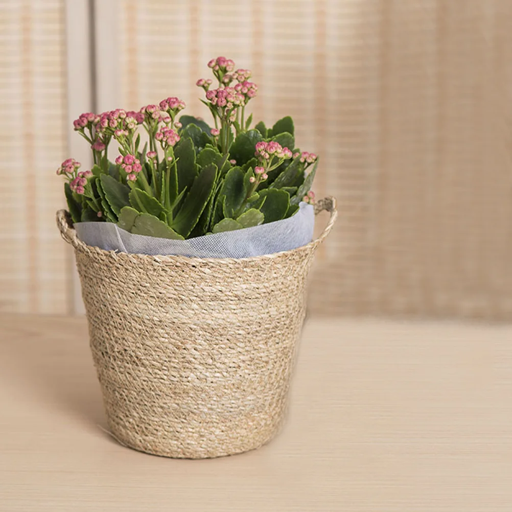 

Collapsible Laundry Baskets Nordic Flowerpot for Plants Pots Indoor Woven Container Straw Beige Baby
