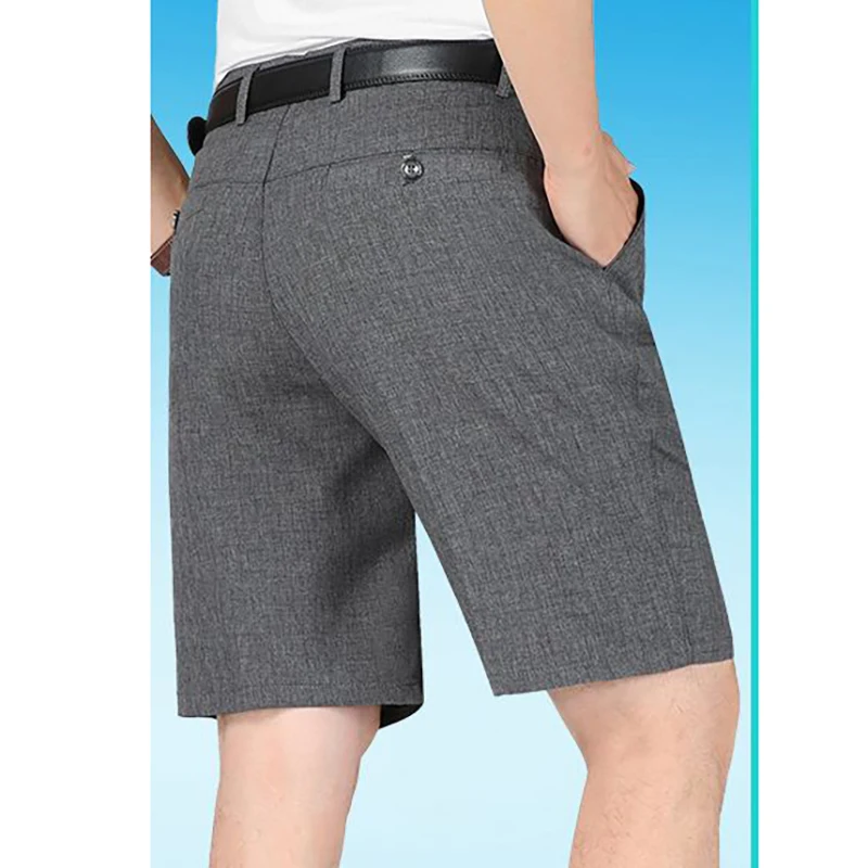 Shorts de cintura alta monocromático masculino com bolsos de zíper, shorts casuais de negócios, roupas soltas que combina com tudo, nova moda, verão 2022