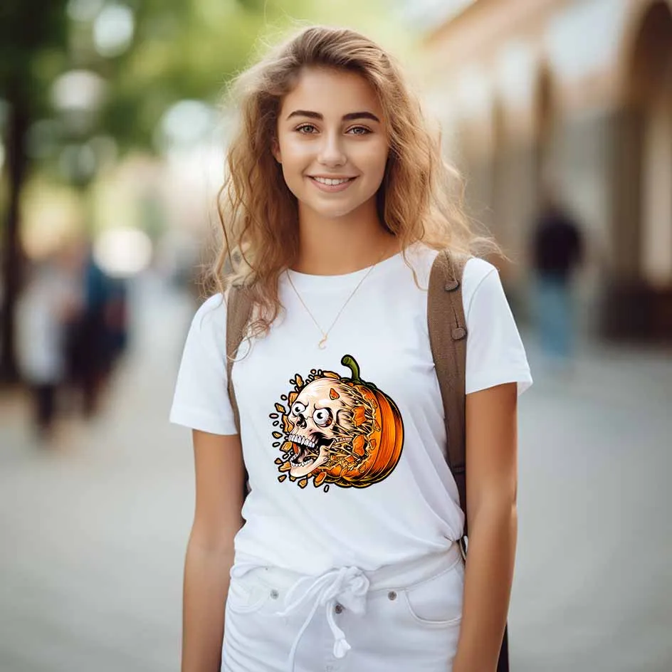 Iron-on Transfers for Clothing Punk Skeleton Illustration Deadly Thought Art Trendy Clothing Graphics DIY Decoration