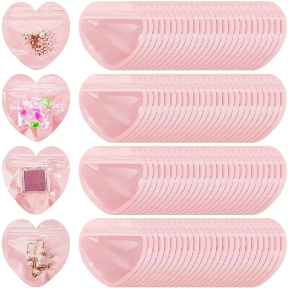 

Top Quality 60PC Heart Shaped Jewelry Storage Bag ColoredDurable Pouch for Necklace Gift Packaging ExquisiteBraceletRing Display