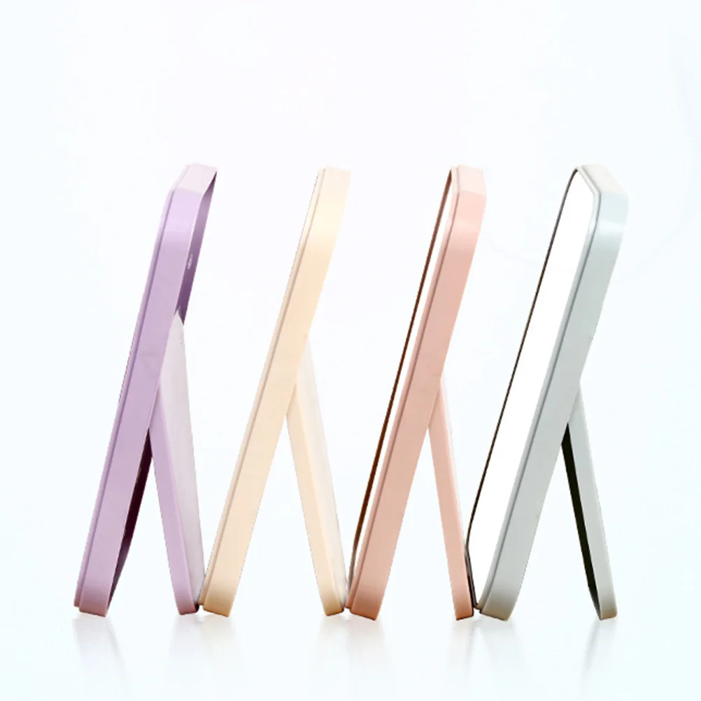 

Compact Foldable Beige Square Makeup Mirror Portable Desktop Mirror High Definition Clear Surface Travel Makeup