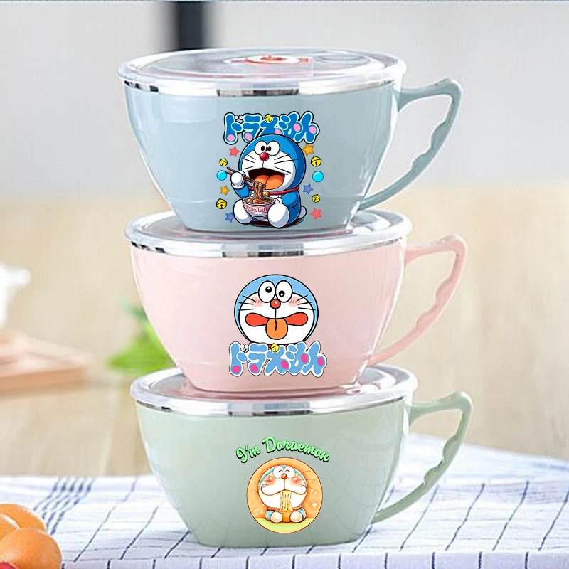 

Doraemon Stainless Steel Insulated Lunch Box Soup Bowl Instant Noodle Mixing Bowl Food Container Bowl with Handle Birthday Gift