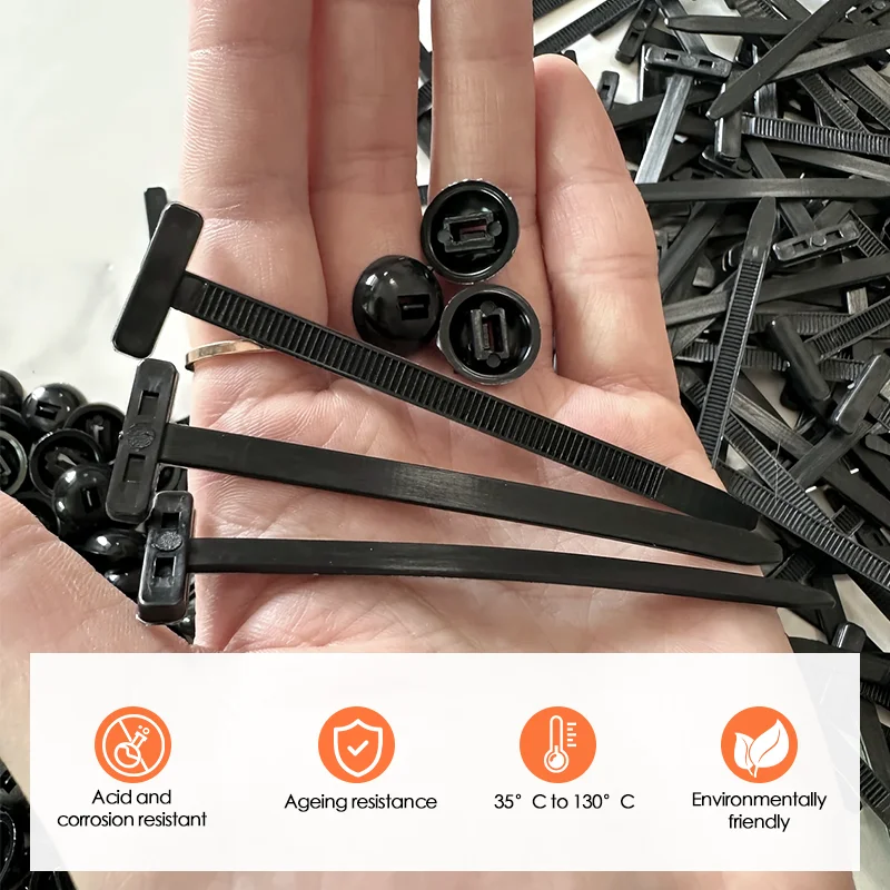 Nylon Universal Cable Tie Heavy Duty Self-Locking Zip Ties with Pin Button High Strength Fastening Strap for Car Repairing