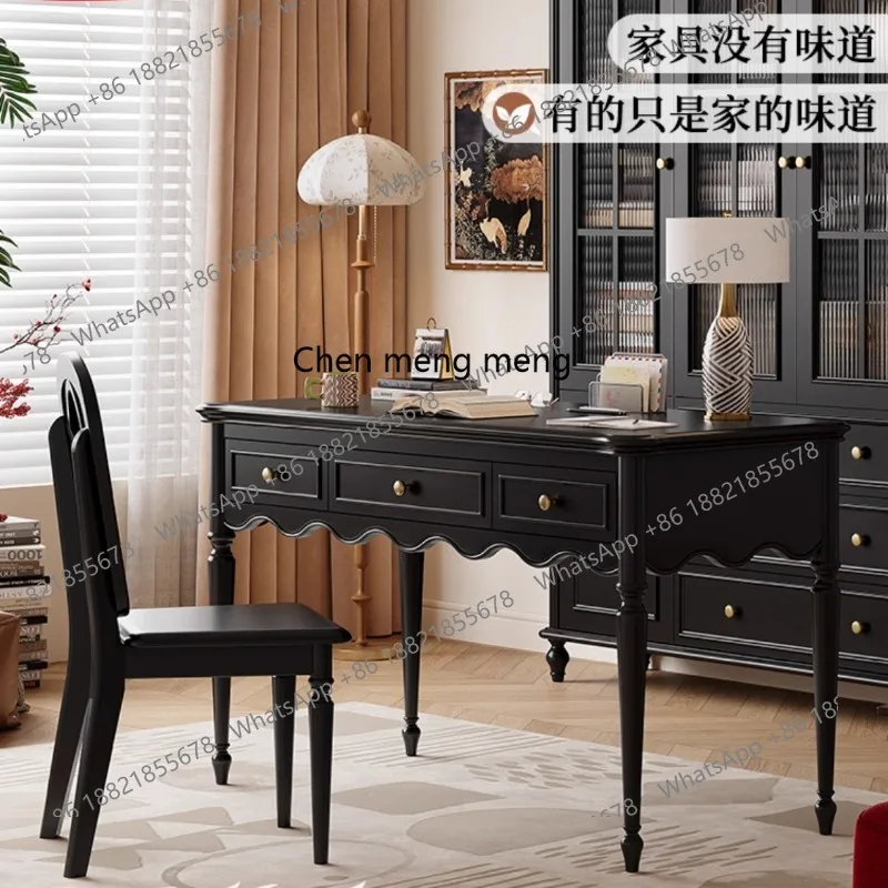 

French solid wood desk, office computer desk chair, American bedroom writing desk