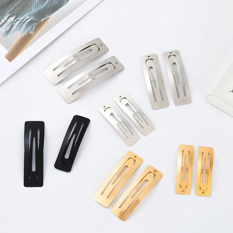 20pcs 3 Colors Metal Square Hair Clips Lady Hairpins Snap BB Hairpin Base for DIY Jewelry Making Women Hairgrip Hair Accessories