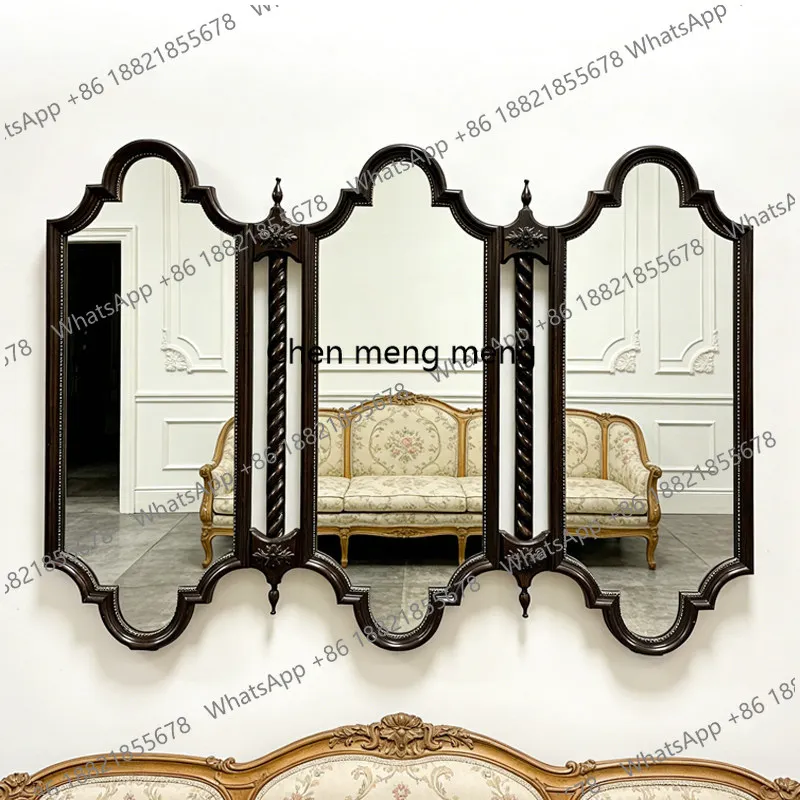 

French light luxury decorative mirror household wall background wall mirror living room dining side mirror retro
