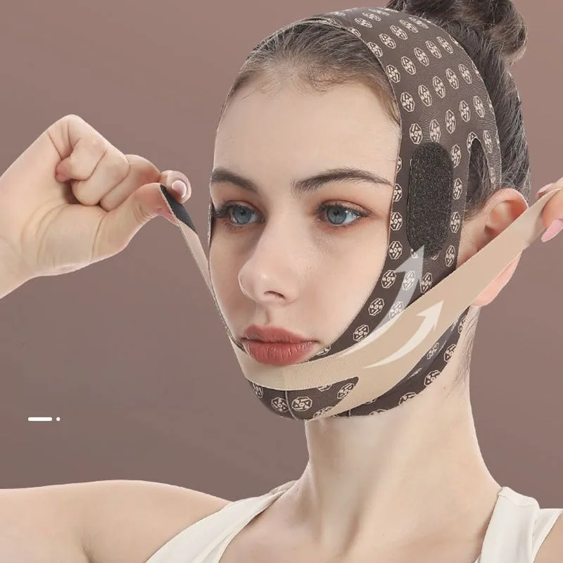 ผ้าพันหน้ากระชับรูปหน้าแบบใช้ซ้ำได้ สายรัดหน้าวีไลน์ สำหรับผู้หญิง ยกกระชับคางและแก้ม สายรัดนวดหน้า อุปกรณ์ดูแลผิวหน้าเพื่อความงาม