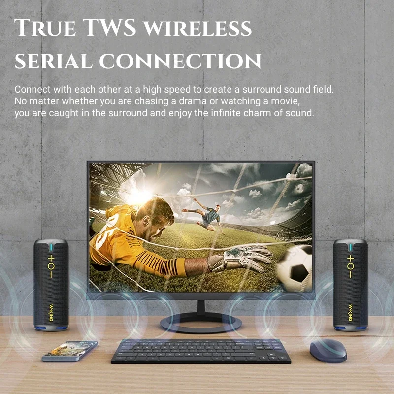 W-KING D320 Stereo Wireless Bluetooth Speakers IPX7 Waterproof Outdoor TWS Subwoofer Portable RGB Light 30W Super Bass Boom Box