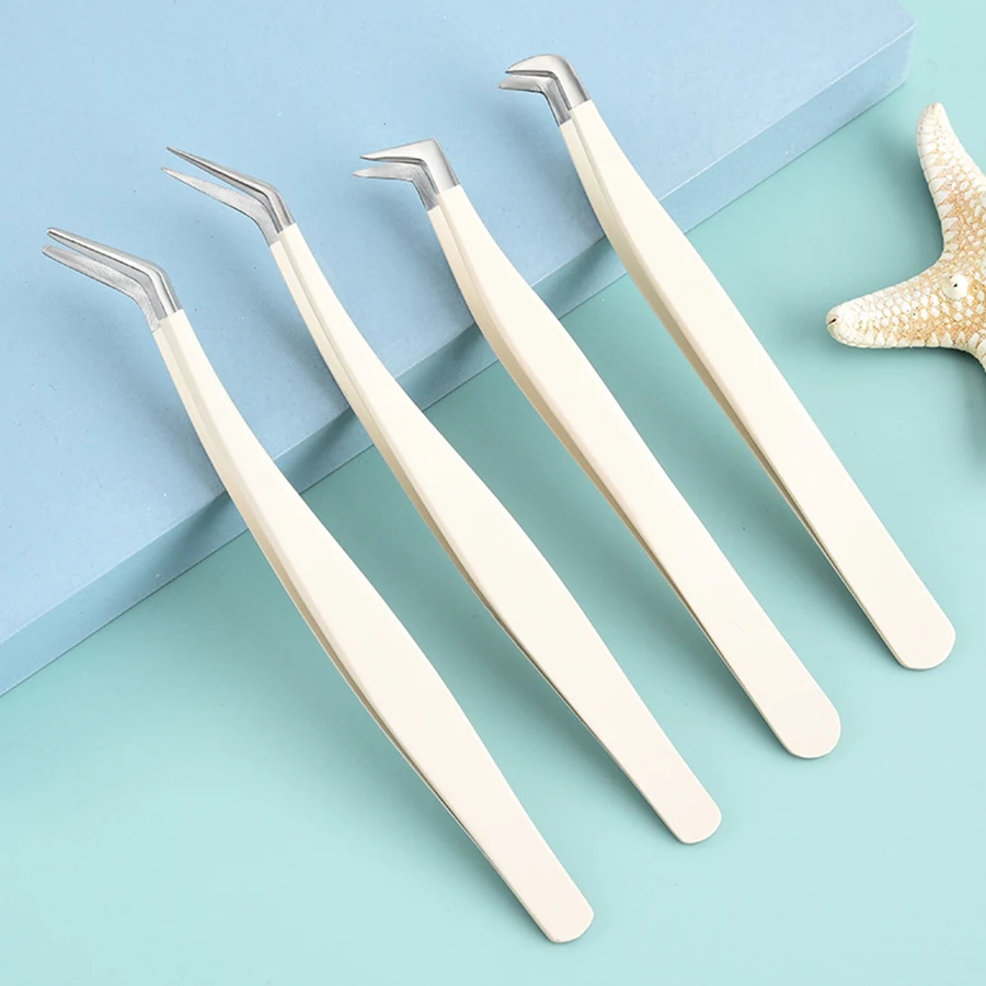Multifunctional Tweezers Stainless Steel Eyelash Tweezers Grafting False Eyelash Patches False Eyelash Aids Portable Tweezers Be