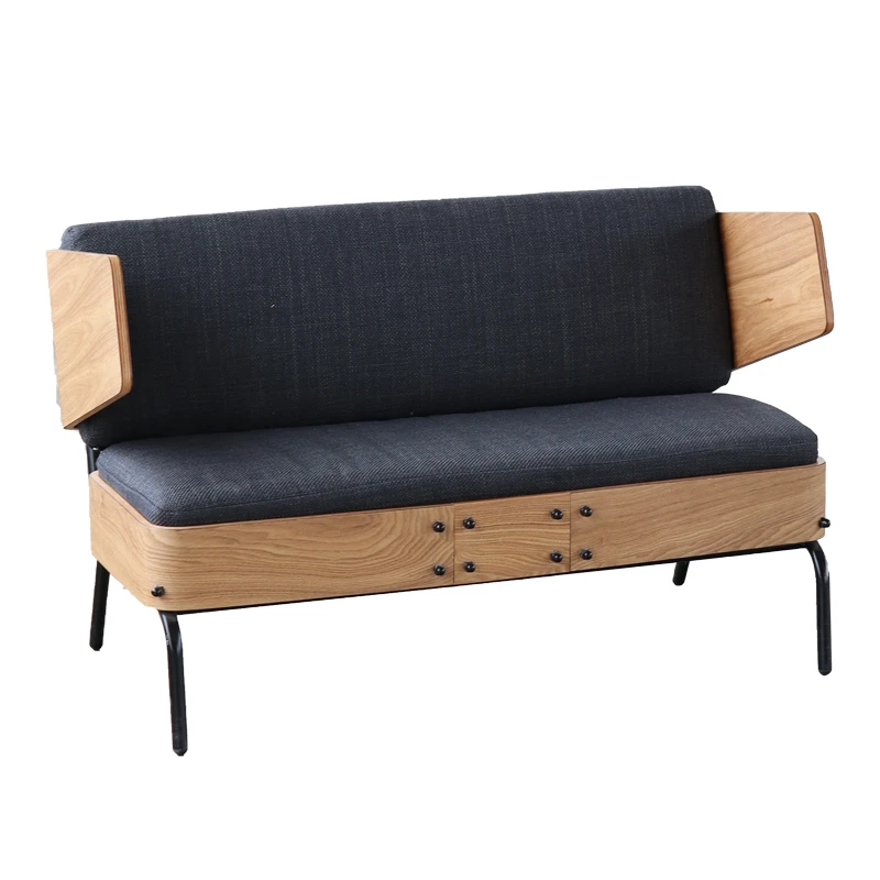 

Sofa double Nordic ins style Internet celebrity light luxury leather art American small apartment cafe clothing store