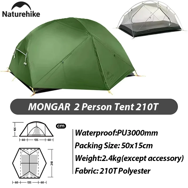 Naturehike Mongar 2 Person Tent 20D Nylon Ultralight Waterproof