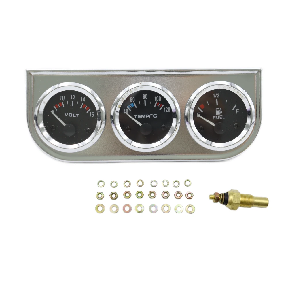 52mm 3 In 1 Auto Gauge Fuel  Level+Volt+Water Temp Car Meter With Temp Sensor Universal Triple Gauge Kit For 12V Car Truck SUV view 3