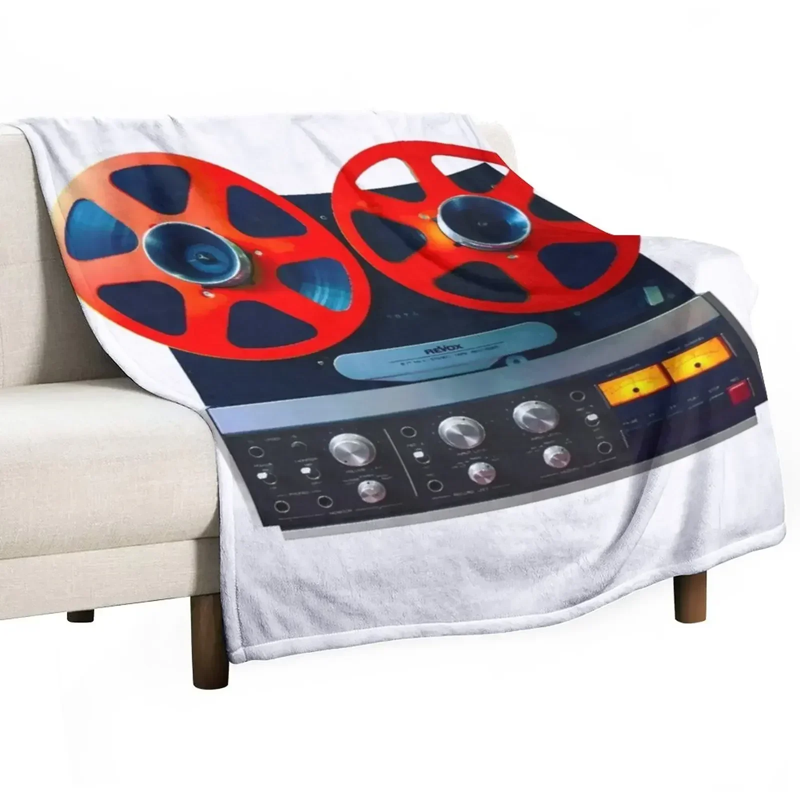 

Vintage reel to reel tape recorder Throw Blanket Beautifuls Single Flannel Fabric Thin Blankets