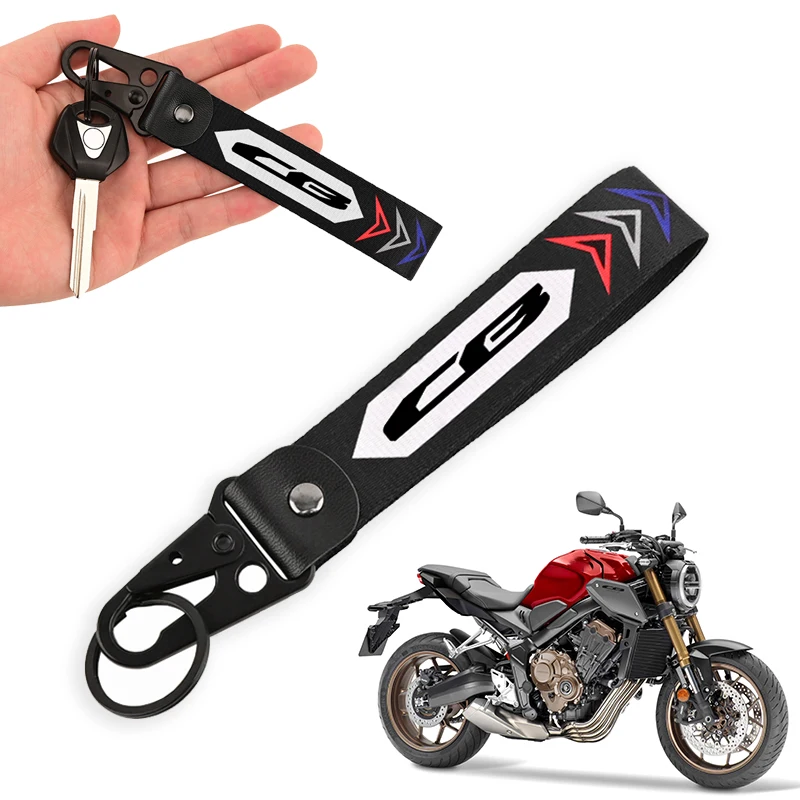 

For Honda CB 900 300R 1000R 650R CB1100 CB1300 CB750 CB500 Hot Motorcycle Embroidery KeyRing Ribbon Lanyard KeyChain Key Holder