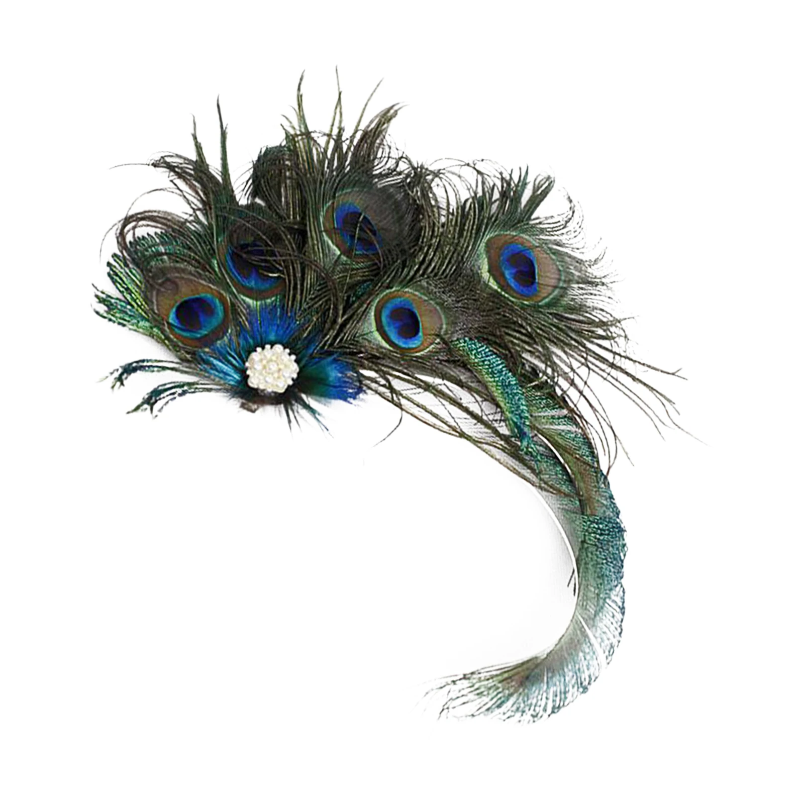Vintage Peacock Feather Crystal Flower Hair Clip Headpiece  display picture 2