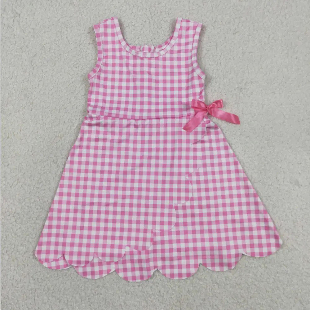 

Baby Girls Yoga Active Shorts Knee Length Dress Pink Checked Yoga Active Shorts Scallop Knee Length Dresses