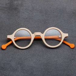 5802 High Quality Wood Grain Plate Glasses Retro Round Frame Brand Design Glasses Frame For Men Optic Prescription Eyeglasses