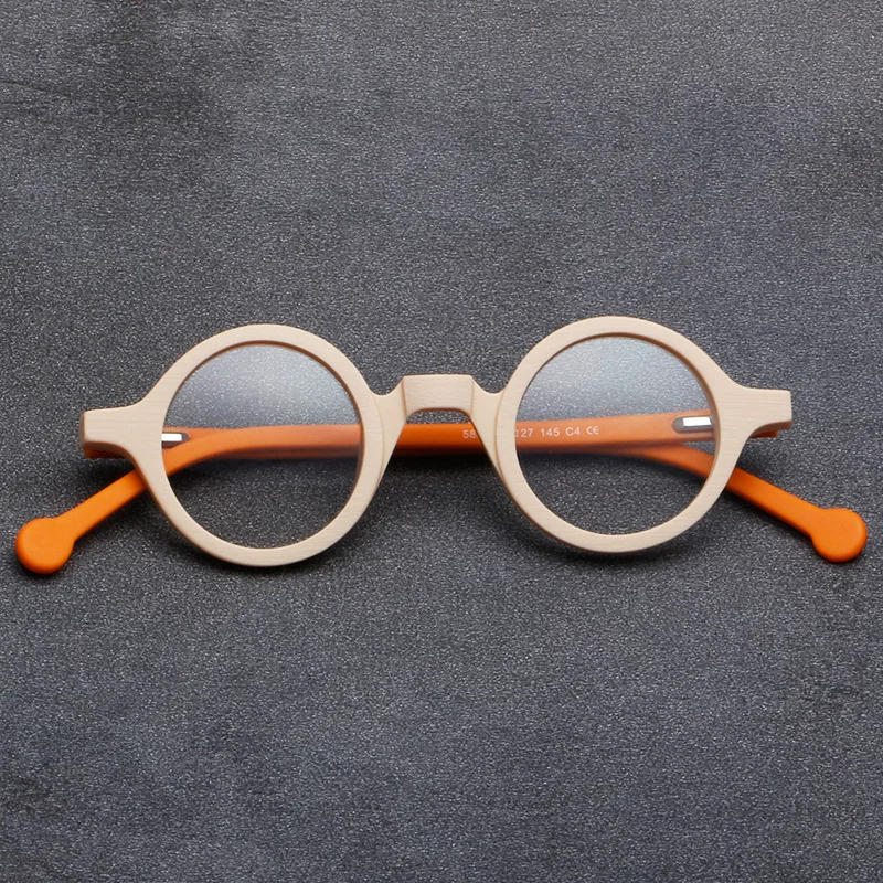 5802 High Quality Wood Grain Plate Glasses Retro Round Frame Brand Design Glasses Frame For Men Optic Prescription Eyeglasses