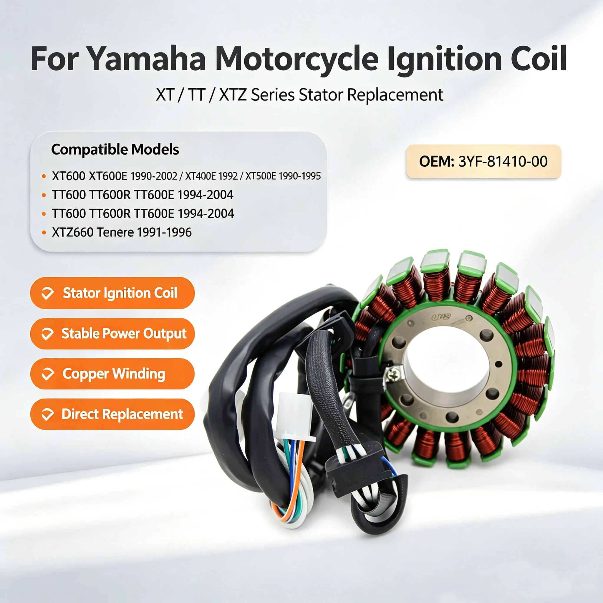 Motorcycle Magneto Ignition Stator Coil For Yamaha XT600 XT600E XT400E XT500E TT600 TT600R TT600E XTZ660 Tenere 3YF-81410-00