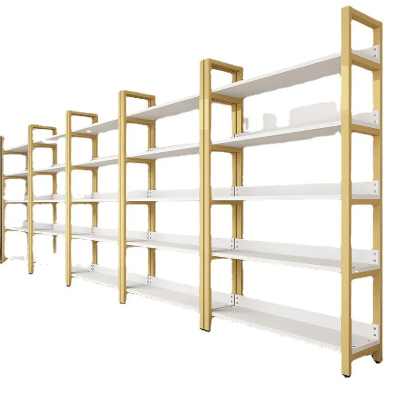 Custom. Home Bookshelf Floor Multi-Layer Steel Wood Shelf Multi-Functional Cosmetics Display Shelf Convenience Store Stationery