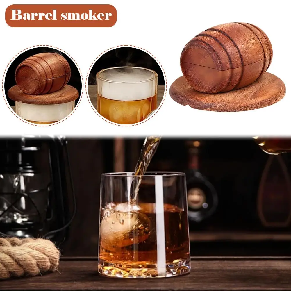 

Portable Whiskey Barrel Smoker Kit Bar Cocktail Whiskey Seasoning Tool Food Grade Flavor Enhancing Smoking Accessory