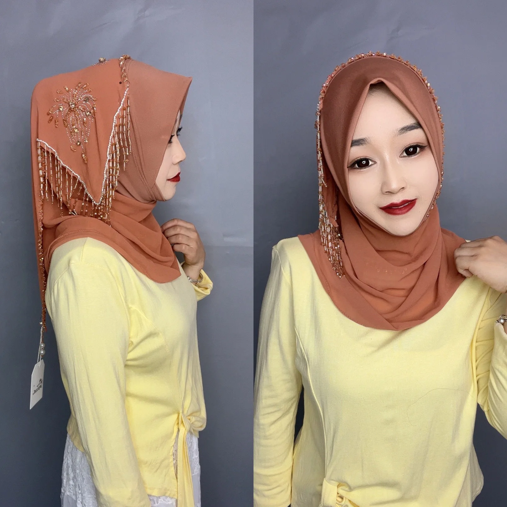 Douche de mariage femmes musulmanes perles Wrap Hijab Shayla écharpe