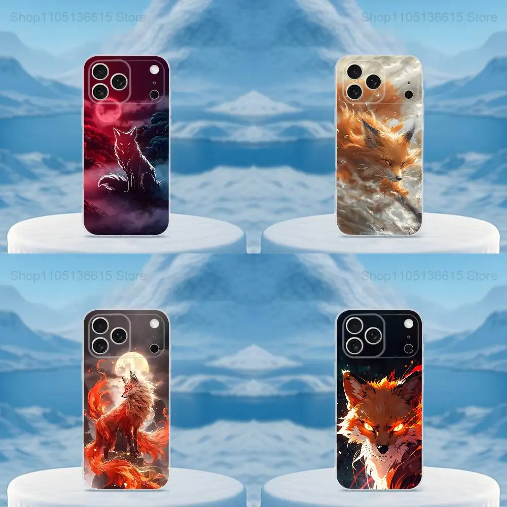 Funda de teléfono Cool Painting Art Fox para iPhone 16,15,14,13,12,11,17 Pro,Max,Plus,X,XS,XR,SE,Mini cubierta suave transparente
