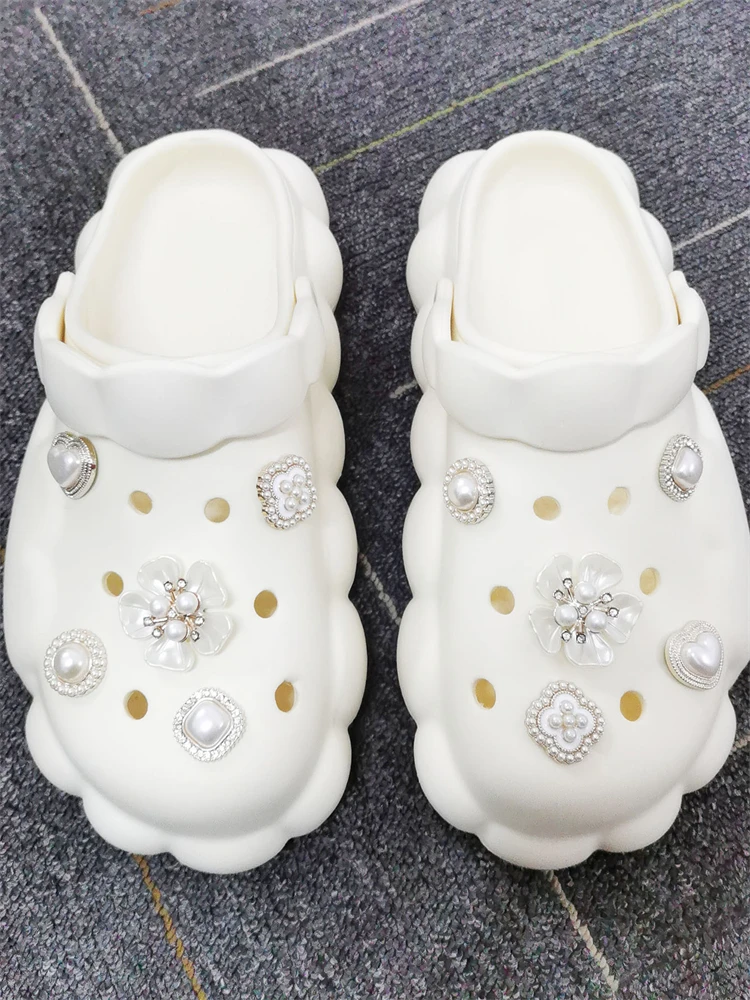 10PCS Schuh Charms ABS Dekorationen Zubehör DIY Ornament Pins Für Clog Schnalle Dame Garten Schuhe Elegante Perle Floral Design – Detail 9