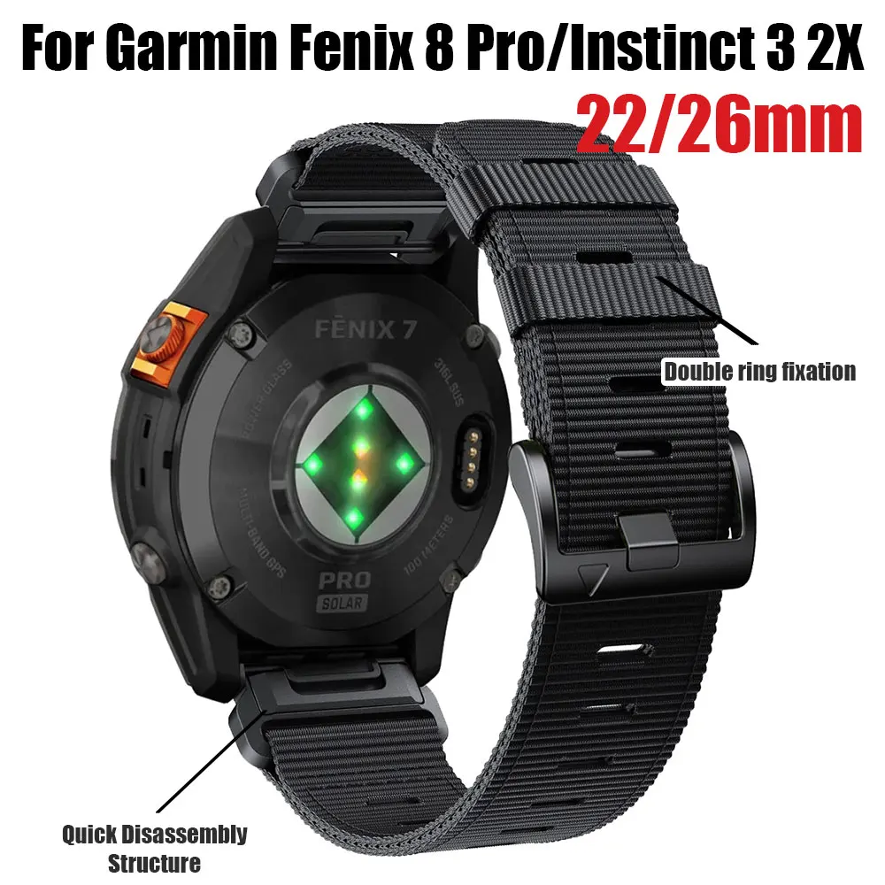 Outdoor-Sport-Geflochtenes Nylonarmband für Garmin Fenix Fenix 8 Pro 8 E 7X/Instinct 3 2X/Tactix 8 7/Enduro 3 QuickFit-Band 26 mm 22 mm