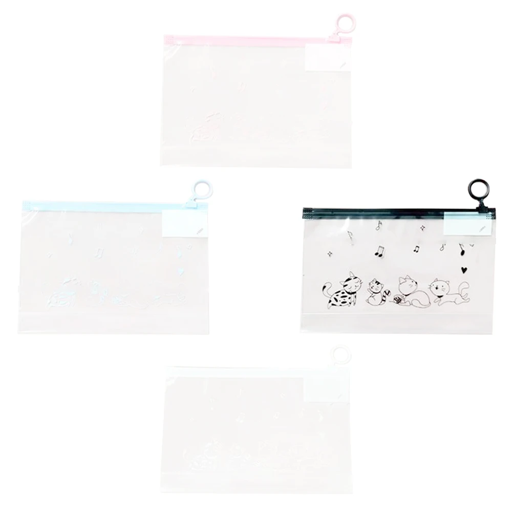 

4pcs Transparent Mask Holder Durable Zipper Bags Makeup Pockets Pens Pouches Students Stationery Long Time Use Well
