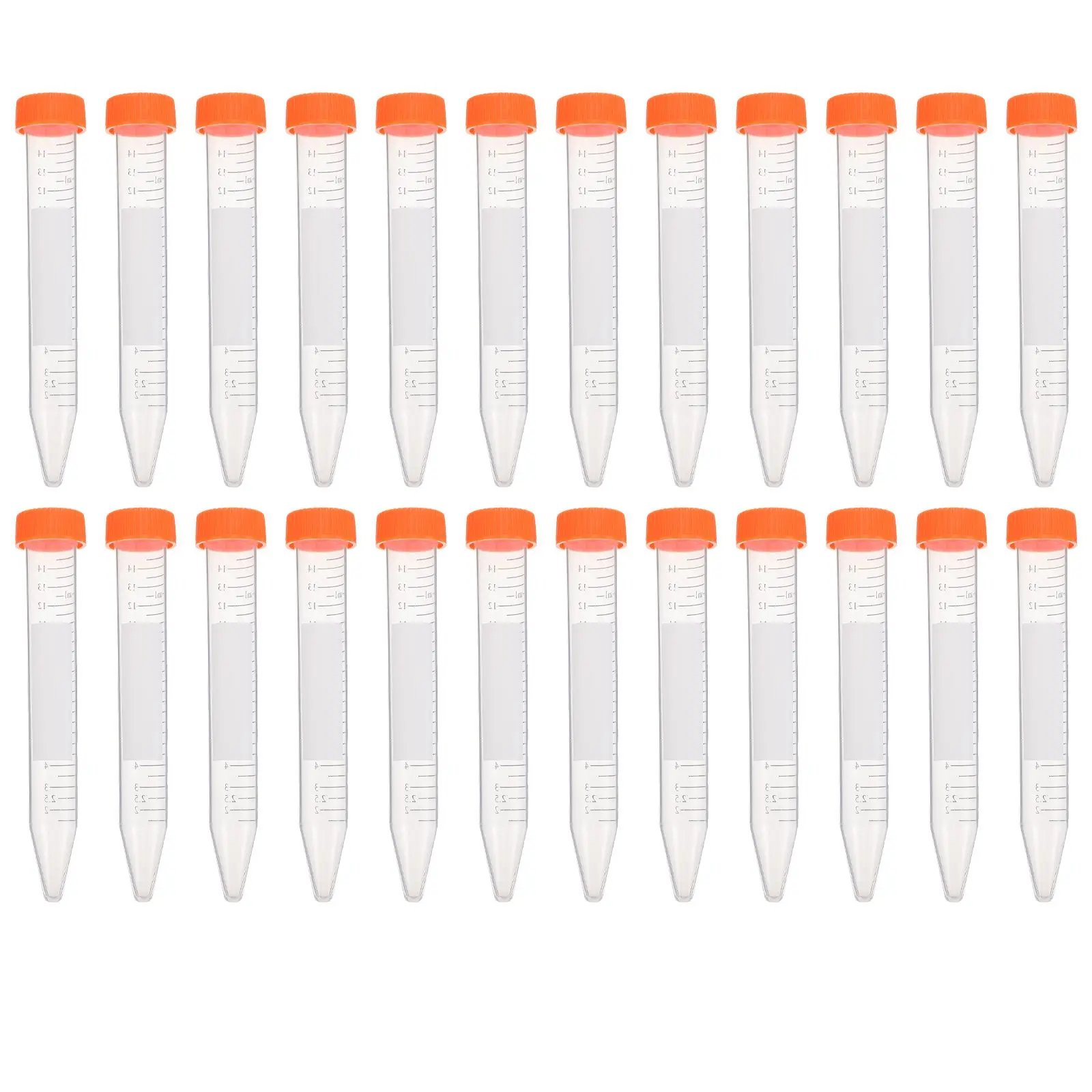 25pcs Tubes 15ml Pointed Bottom Plastic Scale Laboratory High Transparency Screw Caps Vented Closed Biochemistry