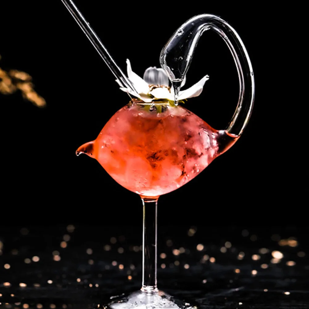 

2Pcs Swan Shaped Cocktail Glass Transparent Cup Exquisite Workmanship Safe for Daily Use Bar Decoration Cocktail Glass