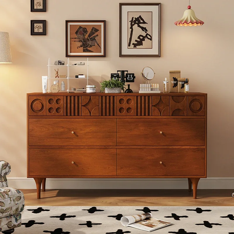 solid wood retro five or six bucket cabinet, secret cabinet, bedroom foyer decorative cabinet, carved storage cabinet