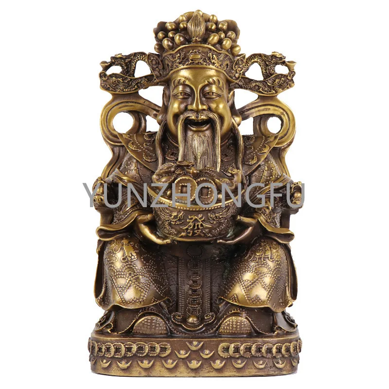 Bronze text God of Wealth ornament, large Buddha statue, Wealth Star Lord, God of Wealth