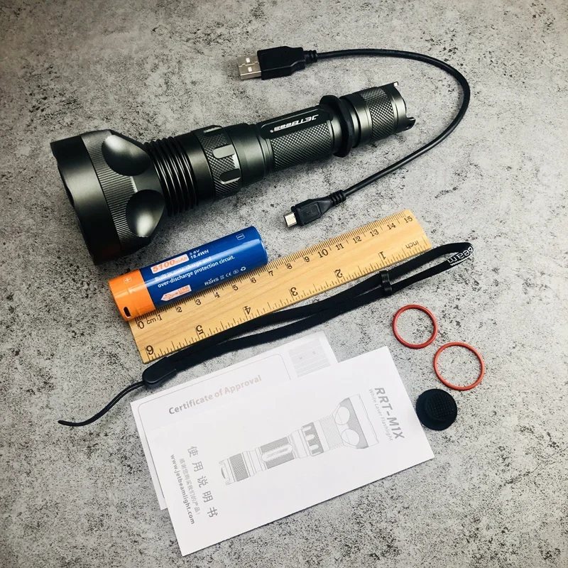 Cave Exploration Essential: JetBeam RRT-M1X LEP Hunting Flashlight 450LM Max 2300M with 21700 Battery for Self Defense