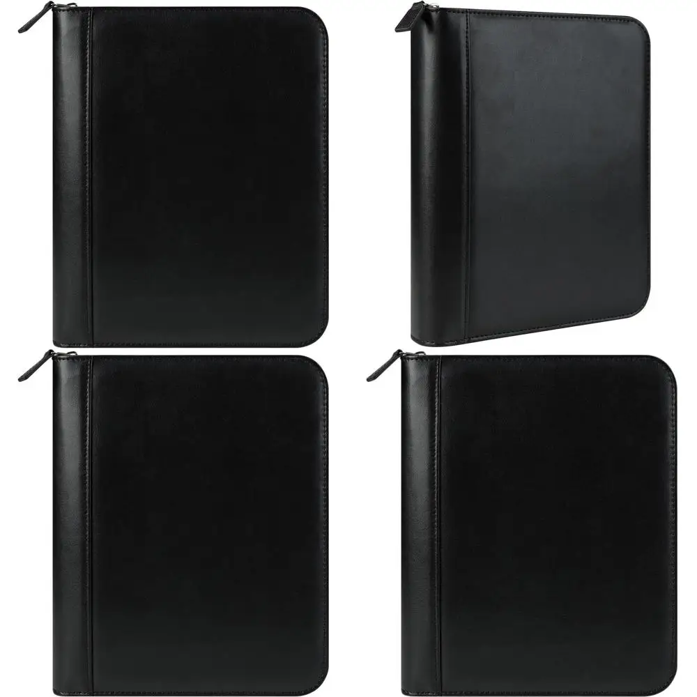 

Classic Black Leather Zippered Planner Binder