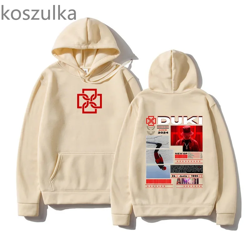 Duki Ameri World Tour 2025 Hoodie Unisex Fans Print Sweatshirts Long Sleeve Autumn Winter Fleece Unisex Streetwear Hip Hop Tops