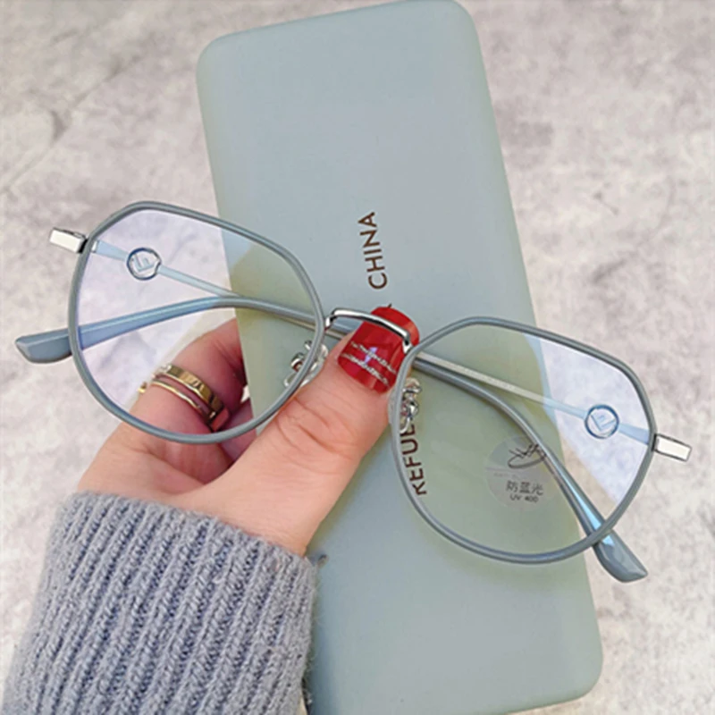New Blue Light Blocking Myopia Glasses Korean Version Retro Flat Mirror Plain Glasses Frame Degree 0 to -400 Eye Glasses