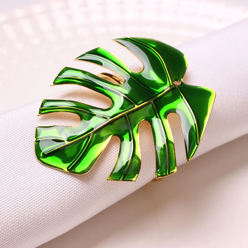 Napkin Rings Holders Green Monstera Deliciosa Leaf Buckle Novelties Becket For Hotel Wedding Party Event Dining Table Decoration