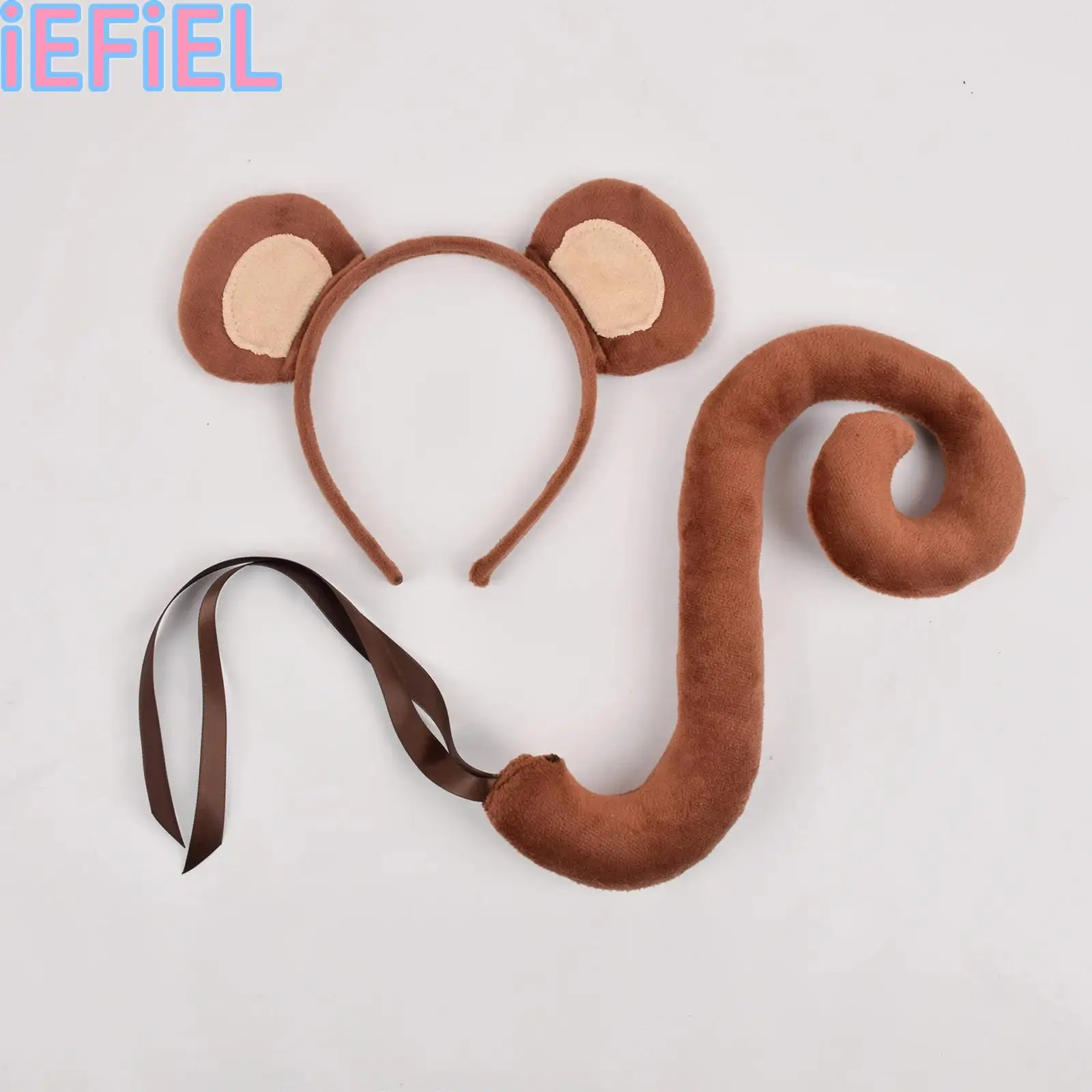 

Halloween Monkey Cosplay Ears Headband And Tail Costume Accessories Set for Carnival Dance Fancy Party Performance
