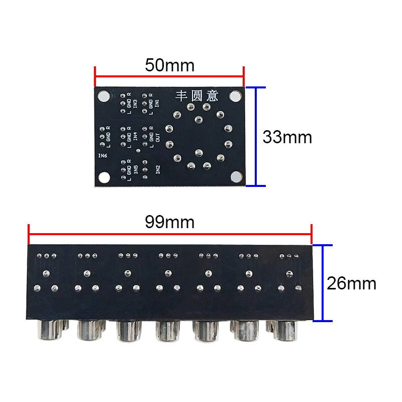 GHXAMP 6-Way Dual-Channel Audio Signal Switcher Knob Switch Board With Sealed RCA Lotus Seat Shielded Wire