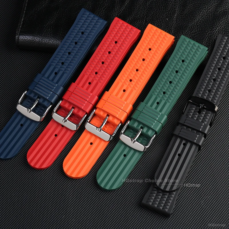 سوار ساعة مطاطي ممتاز للرجال والنساء ، ناعم ، شامل ، حزام مسطح ، بديل لساعة Seiko ، 20 42