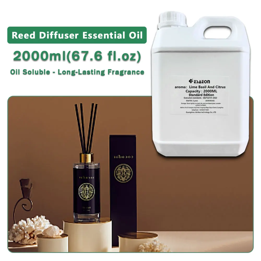 ESAEON Essential Oil, Vine Diffuser Replenishes Aromatic Oil, Aroma Reed Diffuser Oil, Lime Basil And Citrus 2000ML (67.6 fl.oz)