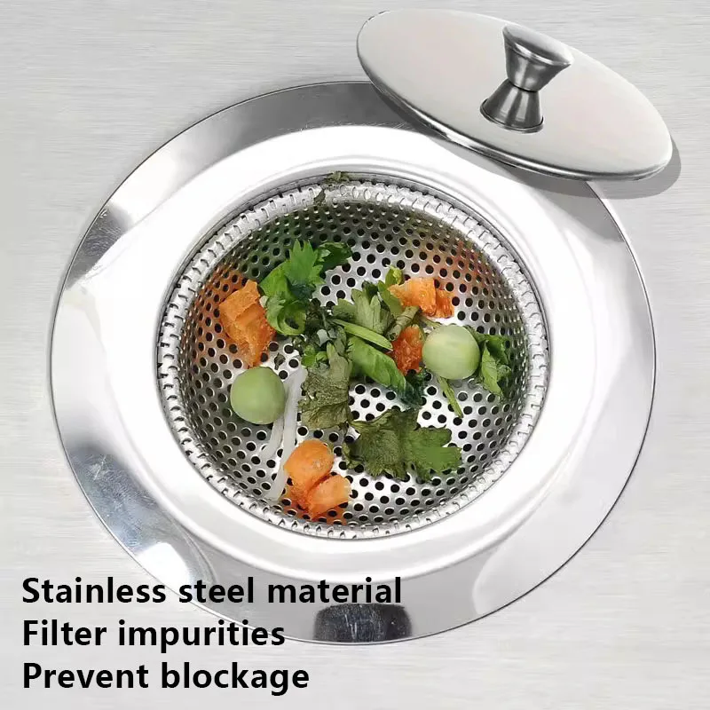 

Stainless steel sink strainer with lid, odor-proof, for vegetable washing sinks, and kitchen waste residue strainers