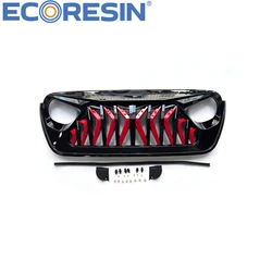 For Wrangler JL JT Front Grille 2018-2023 Black Red Net Car Body Kit Part ABS