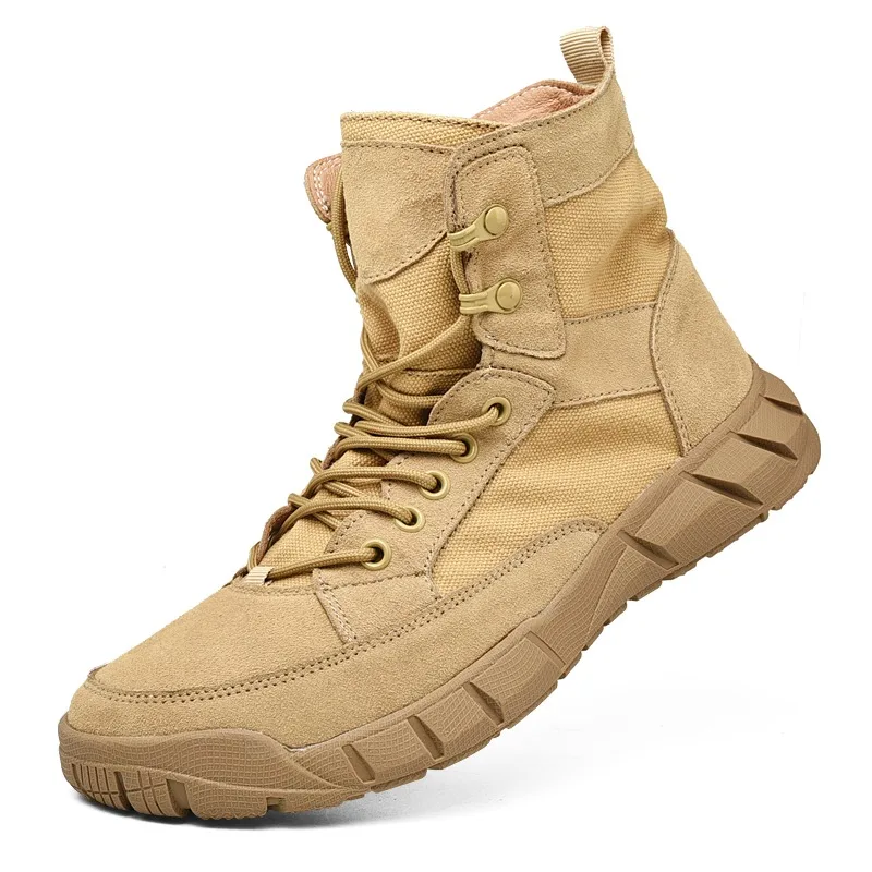 Men Combat Boots Autumn Breathable Comfortable Canvas Men Ankle Boots Casual Lightweight Outdoor Jogging Platform Mesh Men Boots