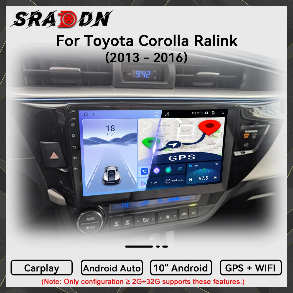 Para Toyota Corolla Ralink 2013 2014 2015 2016 Radio de coche Android Reproductor de video multimedia automotriz Navegación GPS Carplay Pantalla táctil Auto Estéreo Sistemas inteligentes