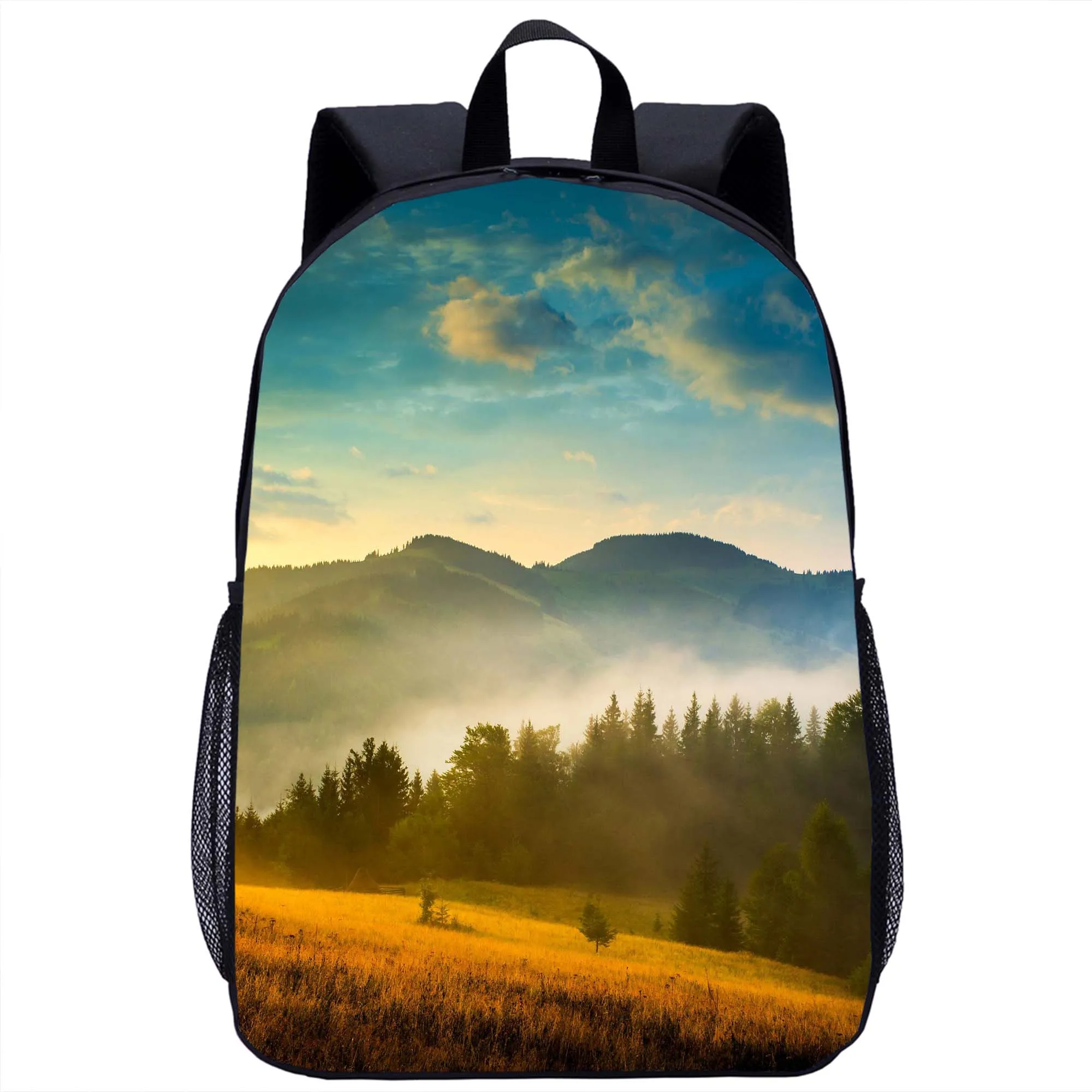 Arte paisagem impressão mochila meninas meninos estudantes mochila adolescente casual saco para portátil mulher homem mochila de armazenamento de viagem