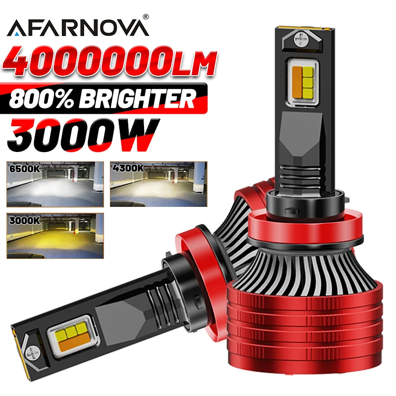 

3000 Вт 4000000LM H7 Светодиодные автомобильные фары H4 H1 H11 9005 9006 HB3 HB4 H1 H3 9012 880 Canbus 3000K 4300K 6500K Автоматические противотуманные фары 12 В